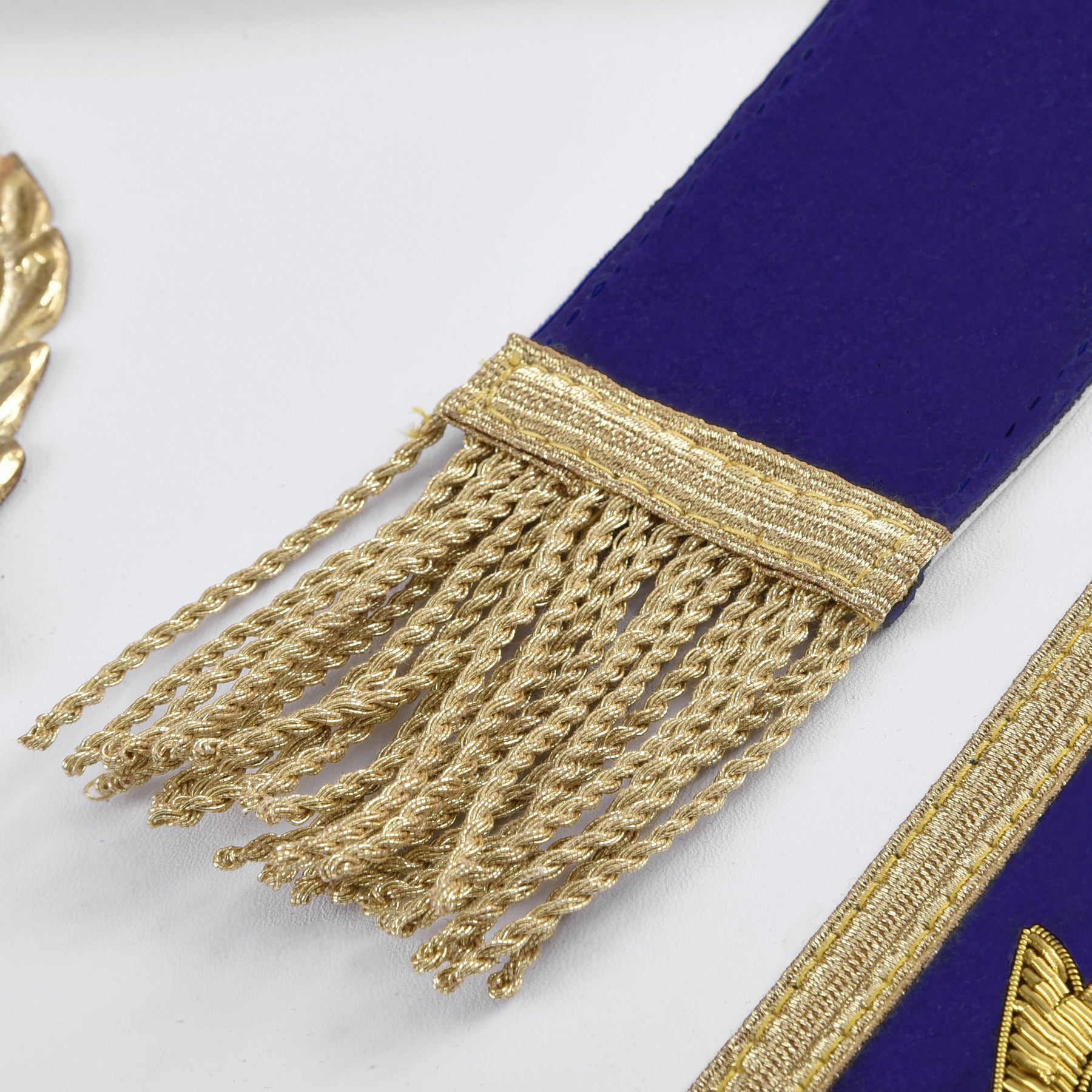 Grand Master Blue Lodge Apron - Royal Blue Velvet With Gold Metal Badge - Bricks Masons