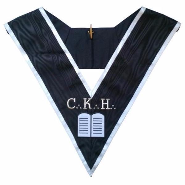 Grand Orator 30th Degree French Collar - Black Moire with White Borders - Bricks Masons
