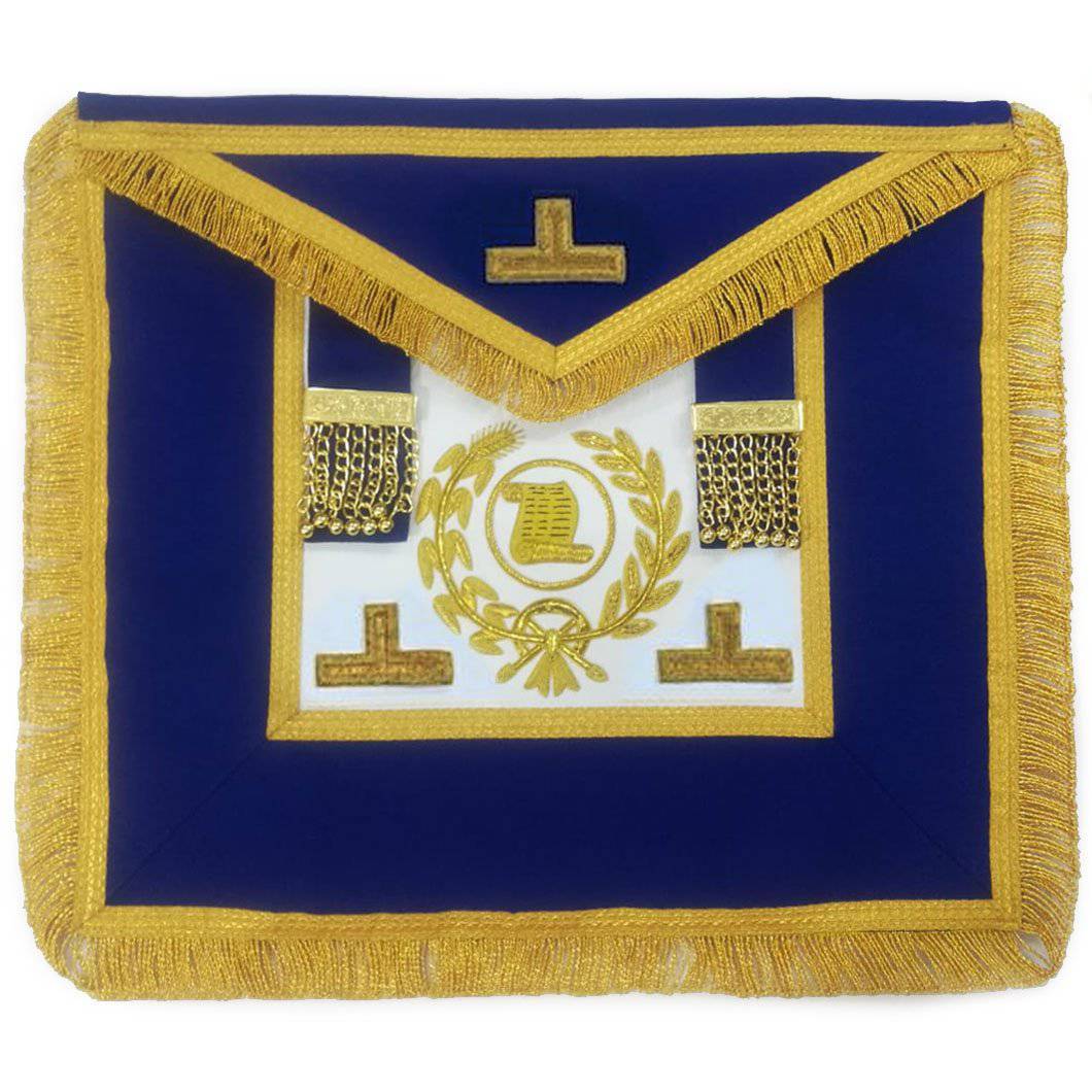 Grand Orator Craft Apron - Royal Blue Hand Embroidery - Bricks Masons