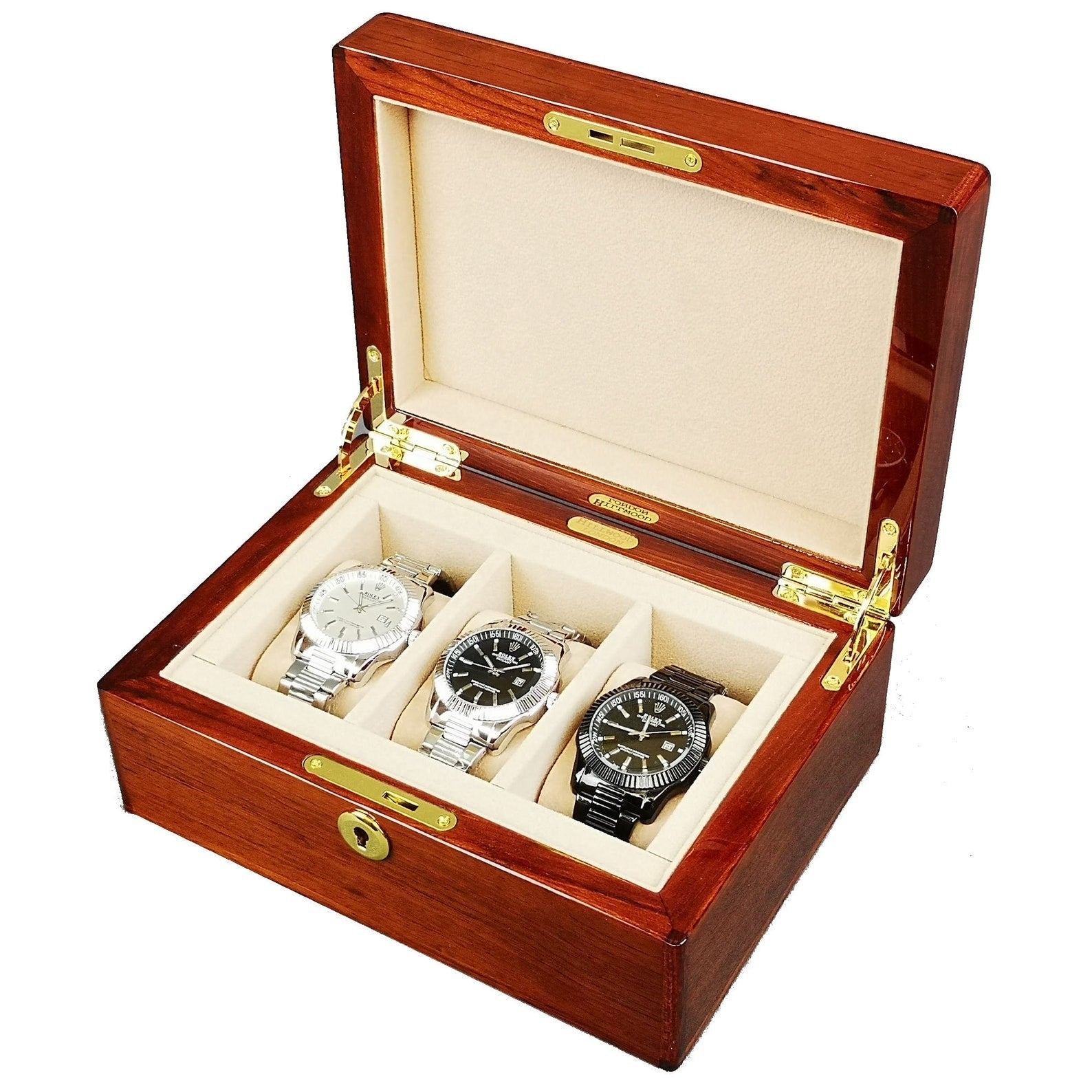 Master Mason Blue Lodge Jewelry Box - Rosewood  Watches Compartments with Lock - Bricks Masons