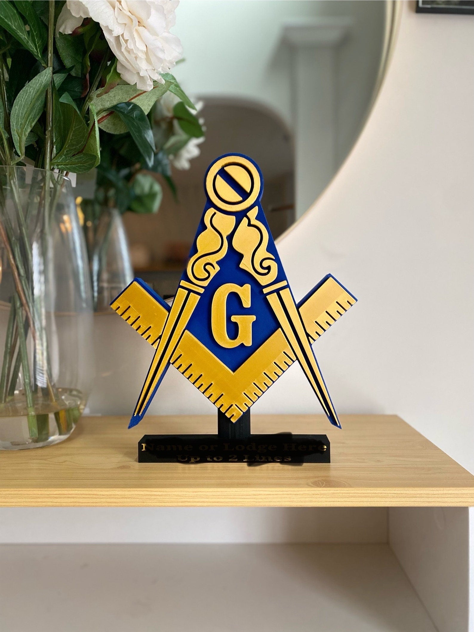 Master Mason Blue Lodge Desk Sign - Personalizable 11” 3D Freemasonry Masonic Crest - Bricks Masons