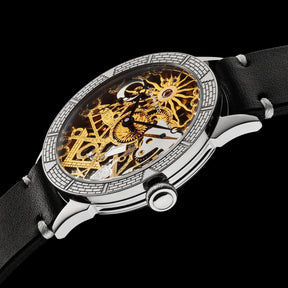 Master Mason Blue Lodge Wristwatch - Gold & Silver Masonic Symbols Skeleton