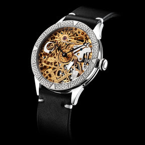 Master Mason Blue Lodge Wristwatch - Gold & Silver Masonic Symbols Skeleton