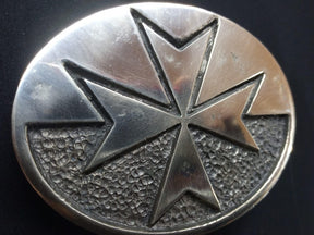 Order Of Malta Belt Buckle - High Polished Handcrafted Bronze Metal - Bricks Masons