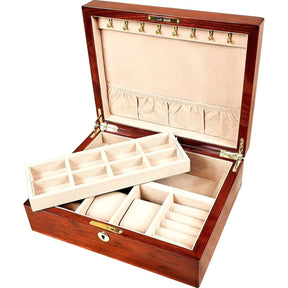 Master Mason Blue Lodge Jewelry Box - Rosewood Two-Level Storage with Lock - Bricks Masons