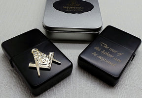 Master Mason Blue Lodge Lighter - Personalised Engraving & Case - Bricks Masons