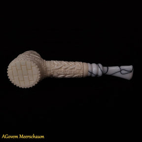Master Mason Blue Lodge Meerschaum Pipe - Handmade With Velvet Case - Bricks Masons