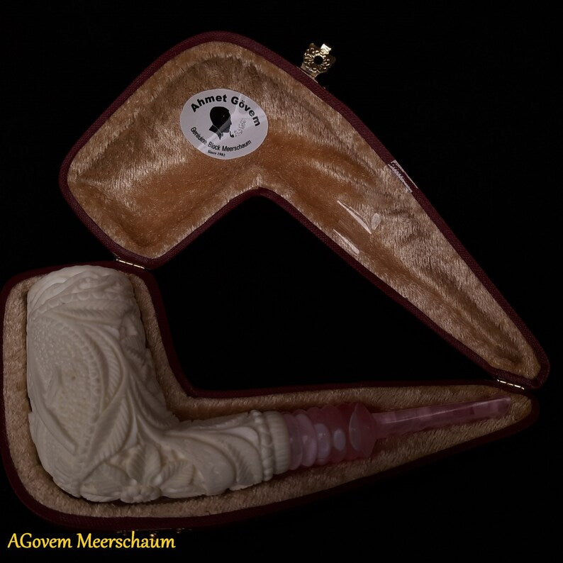 Master Mason Blue Lodge Meerschaum Pipe - Handmade Natural Wax Coating - Bricks Masons