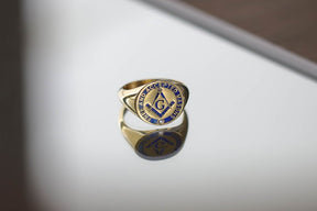 Master Mason Blue Lodge Ring - 10K To 18K Gold Free & Accepted Masons - Bricks Masons