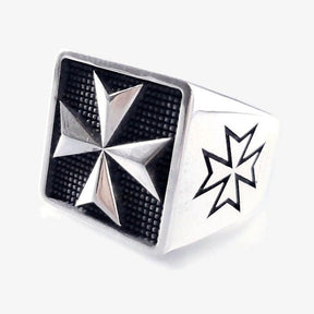 Order Of Malta Ring - Medieval Templar Cross Sterling Silver - Bricks Masons