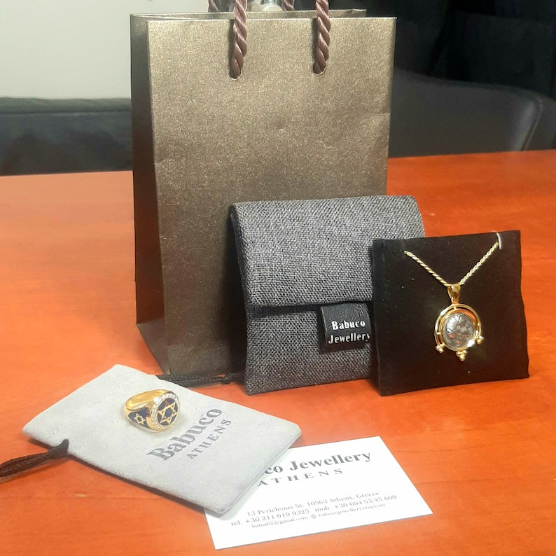 Order Of Malta Ring - Blackened Sterling Silver Garnet & Diamond - Bricks Masons