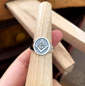 Master Mason Blue Lodge Ring - 10K to 18K Gold Plated 925 Sterling Silver Square & Compass G - Bricks Masons