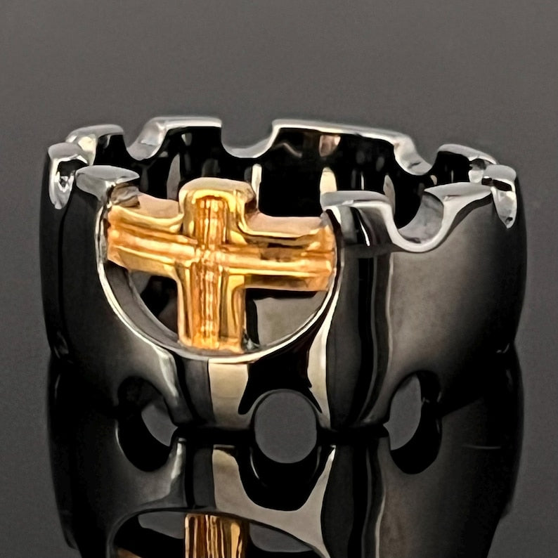 Knights Templar Ring - Sterling Silver Cross - Bricks Masons