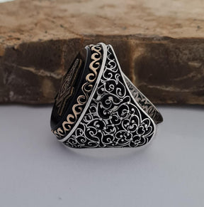 Master Mason Blue Lodge Ring - Sterling Silver Onyx - Bricks Masons