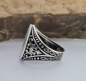 Master Mason Blue Lodge Ring - Handmade Sterling Silver Masonic - Bricks Masons