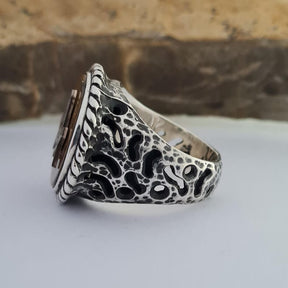 Master Mason Blue Lodge Ring - Tiger Eye 925 Silver - Bricks Masons