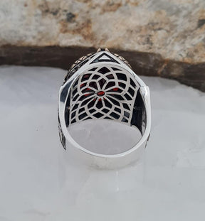 Master Mason Blue Lodge Ring - Sterling Silver Zircon - Bricks Masons