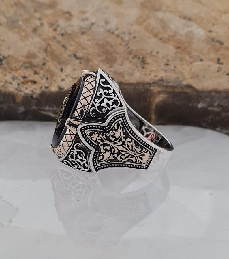 Master Mason Blue Lodge Ring - Handmade Sterling Silver Zircon - Bricks Masons