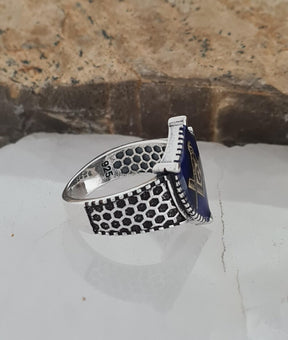Master Mason Blue Lodge Ring - Handmade Sterling Silver - Bricks Masons