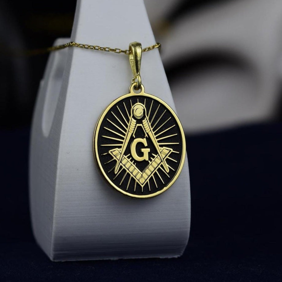 Master Mason Blue Lodge Necklace – Gold & Black Customizable - Bricks Masons