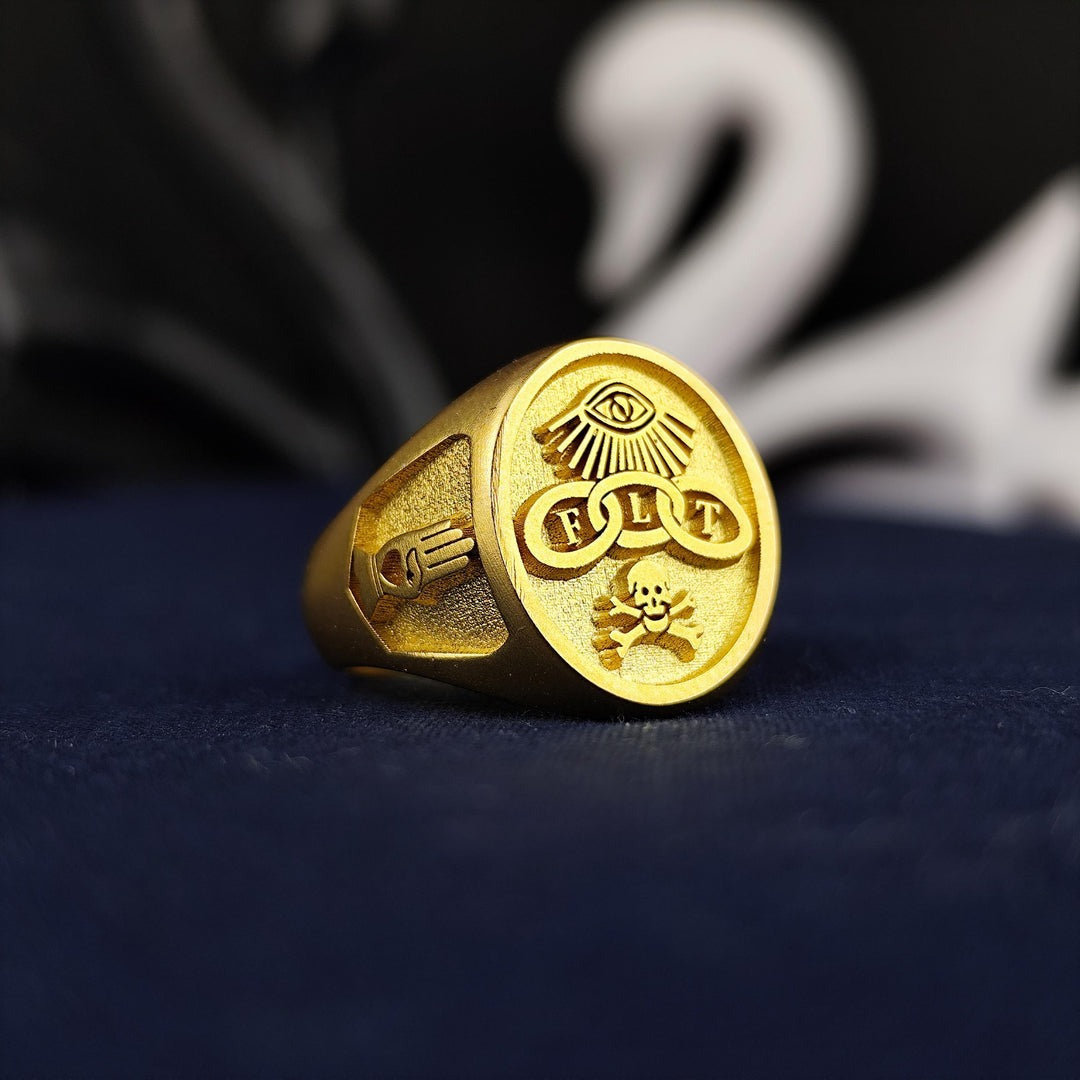 Order of Odd Fellows Ring - Gold Engraved With Various Sizes & Materials - Bricks Masons