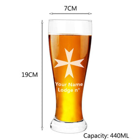 Order Of Malta Commandery Beer Glass - Various Shapes - Bricks Masons