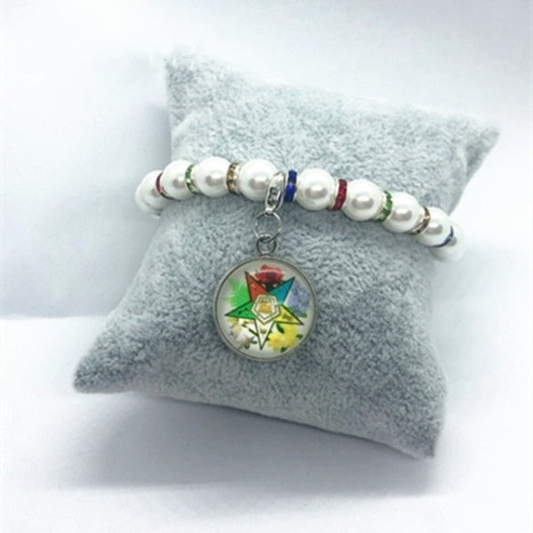 OES Bracelet - Round Stone Beaded - Bricks Masons