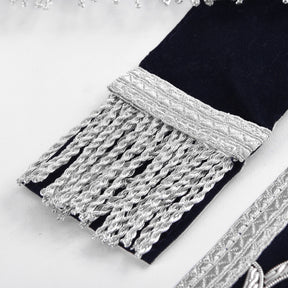 Junior Deacon Blue Lodge Officer Apron - Dark Blue With Silver Hand Embroidery Bullion - Bricks Masons