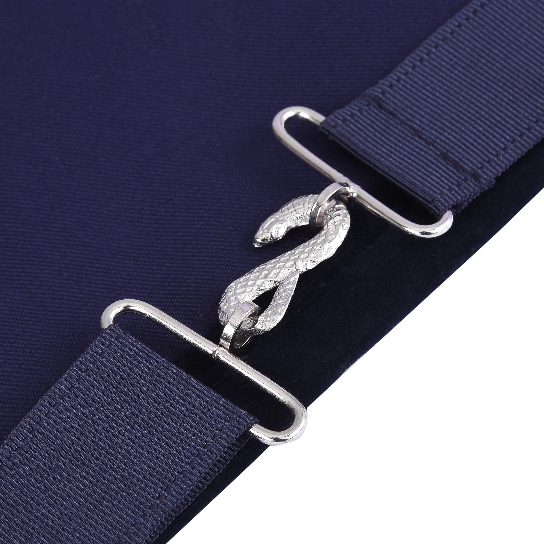 Junior Warden Blue Lodge Officer Apron -  Navy Velvet With Silver Embroidery Thread - Bricks Masons