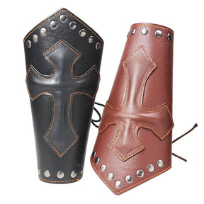 Knights Templar Cuff - Medieval Armor Wide Leather Bracers - Bricks Masons
