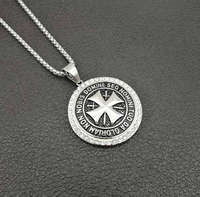 Knights Templar Necklace - Non Nobis Domine Sed Nomini Tuo Da Gloriam - Bricks Masons