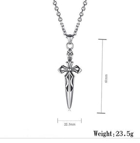 Knights Templar Necklace - Silver Titanium Steel - Bricks Masons