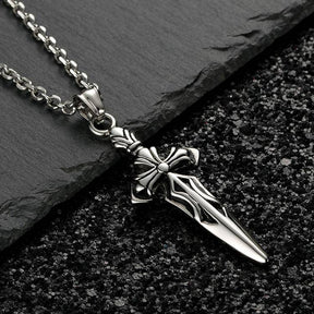 Knights Templar Necklace - Silver Titanium Steel - Bricks Masons