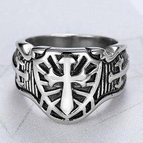 Knights Templar Ring - Armor Shield Cross Sword - Bricks Masons