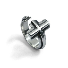 Knights Templar Ring - Cross 925 Sterling Silver Adjustable Ring - Bricks Masons