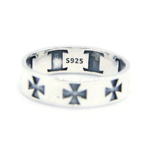 Knights Templar Ring - Sterling Silver Cross Silver Band - Bricks Masons