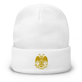 32nd Degree Scottish Rite Beanie - Wings Down Golden Embroidery