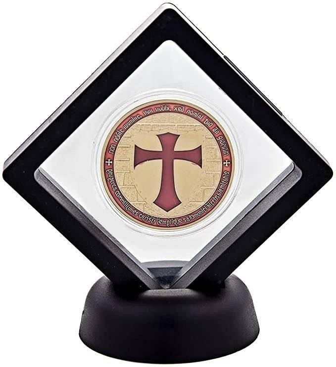 Masonic Coin Holder - 3D Floating Coin Display Black & White - Bricks Masons