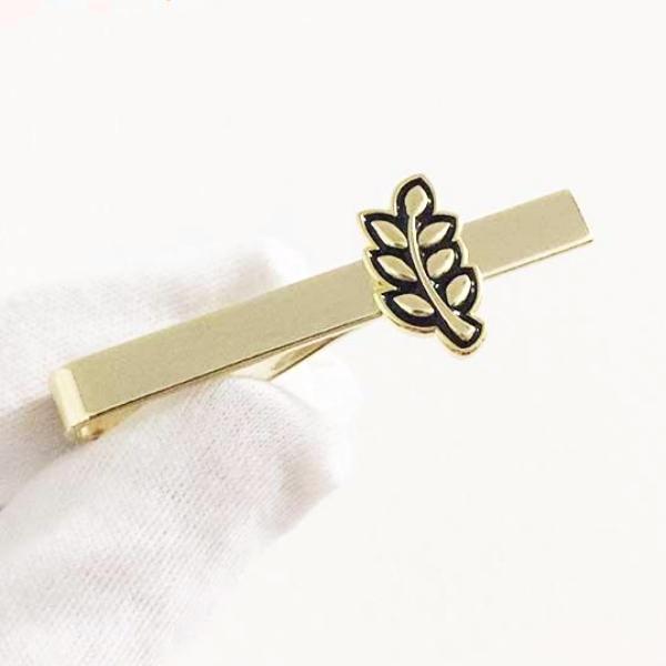 Masonic Tie Bar - Sprig of Acacia Hiram Abiff Leaf - Bricks Masons