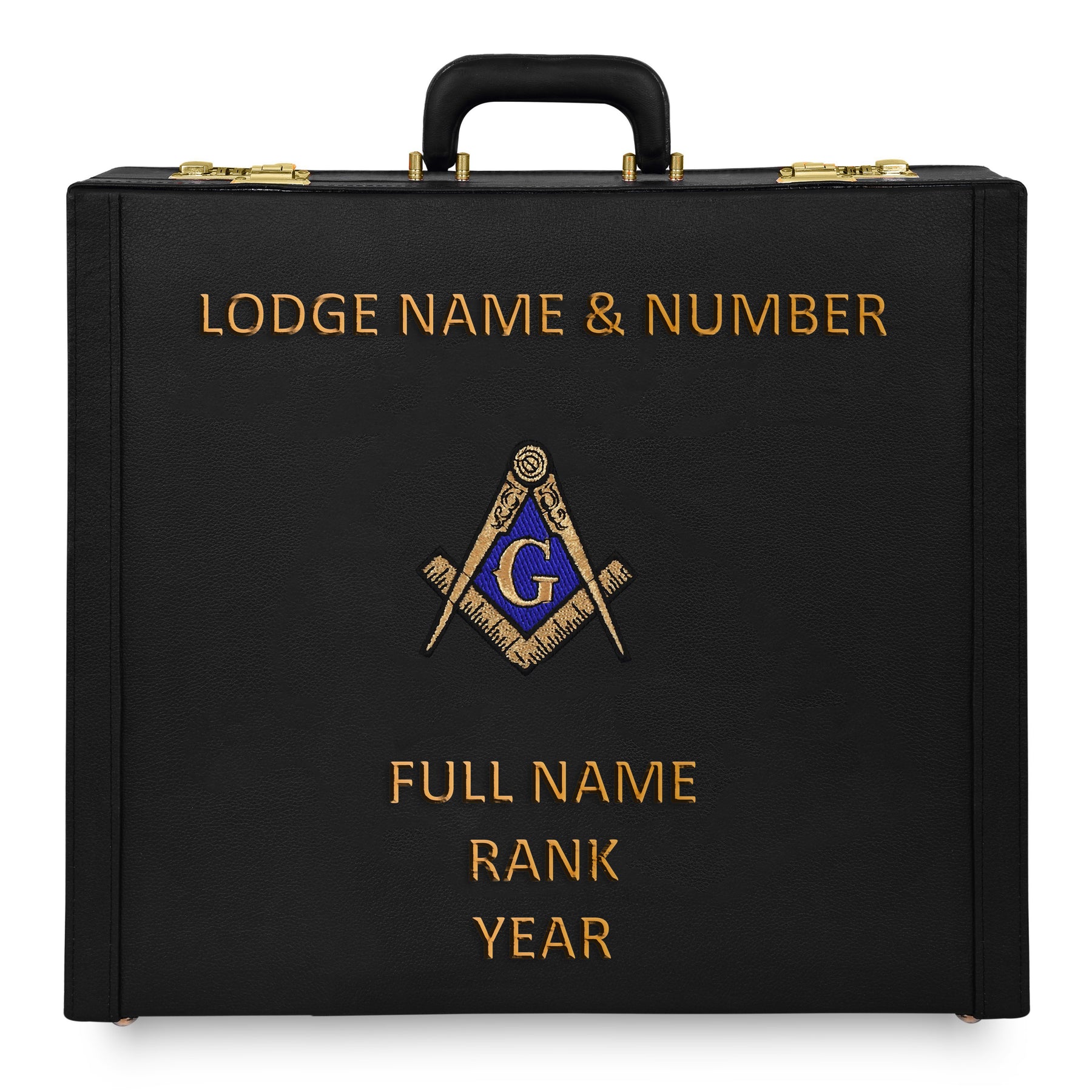 Master Mason Blue Lodge Apron Case - Hand Embroidery Personalization With Gold Lock - Bricks Masons