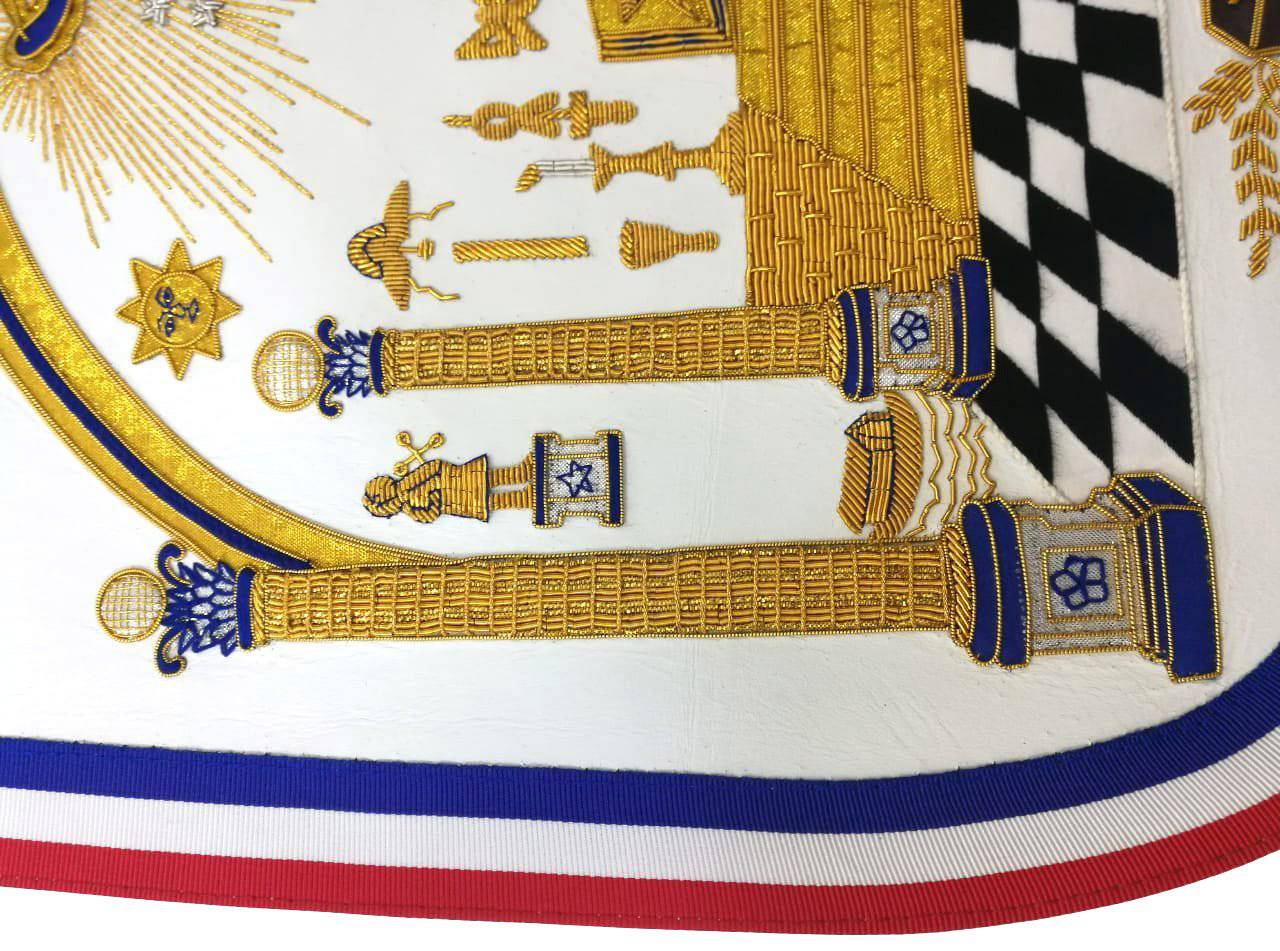 Master Mason Blue Lodge Apron - Hand Embroidered George Washington Masonic Apron - Bricks Masons