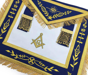 Master Mason Blue Lodge Apron - Navy Blue with Gold Fringe - Bricks Masons