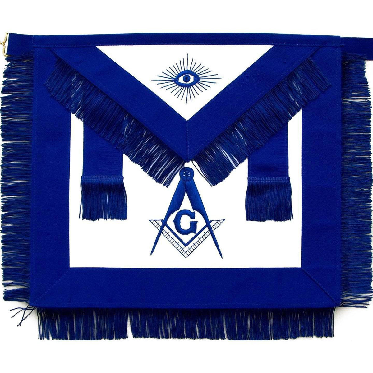 Master Mason Blue Lodge Apron - Royal Blue with Fringe - Bricks Masons