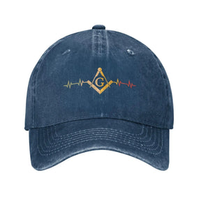 Master Mason Blue Lodge Baseball Cap - Square Compass G Adjustable - Bricks Masons
