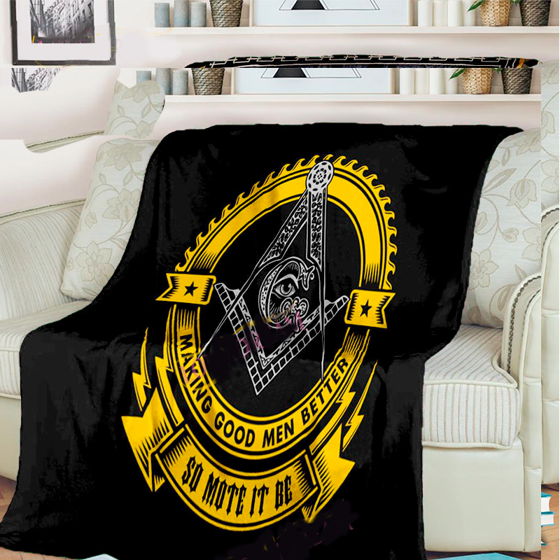 Master Mason Blue Lodge Blanket - 3D Printed Square and Compass G Flannel - Bricks Masons