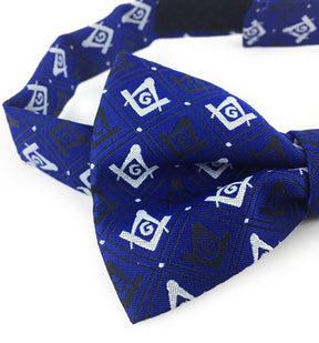 Master Mason Blue Lodge Bow Tie - Lue Silk with Polkadot Square & Compass G - Bricks Masons