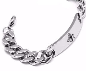 Master Mason Blue Lodge Bracelet - Silver Stainless Steel - Bricks Masons