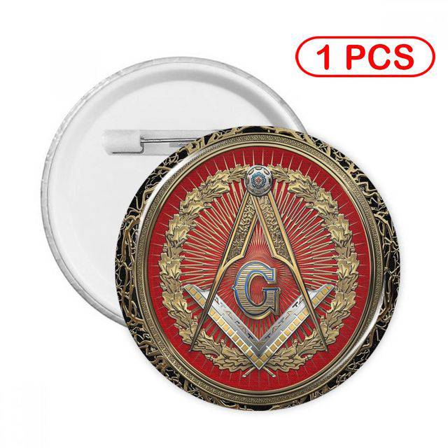 Master Mason Blue Lodge Brooch - Square and Compass with G - Bricks Masons