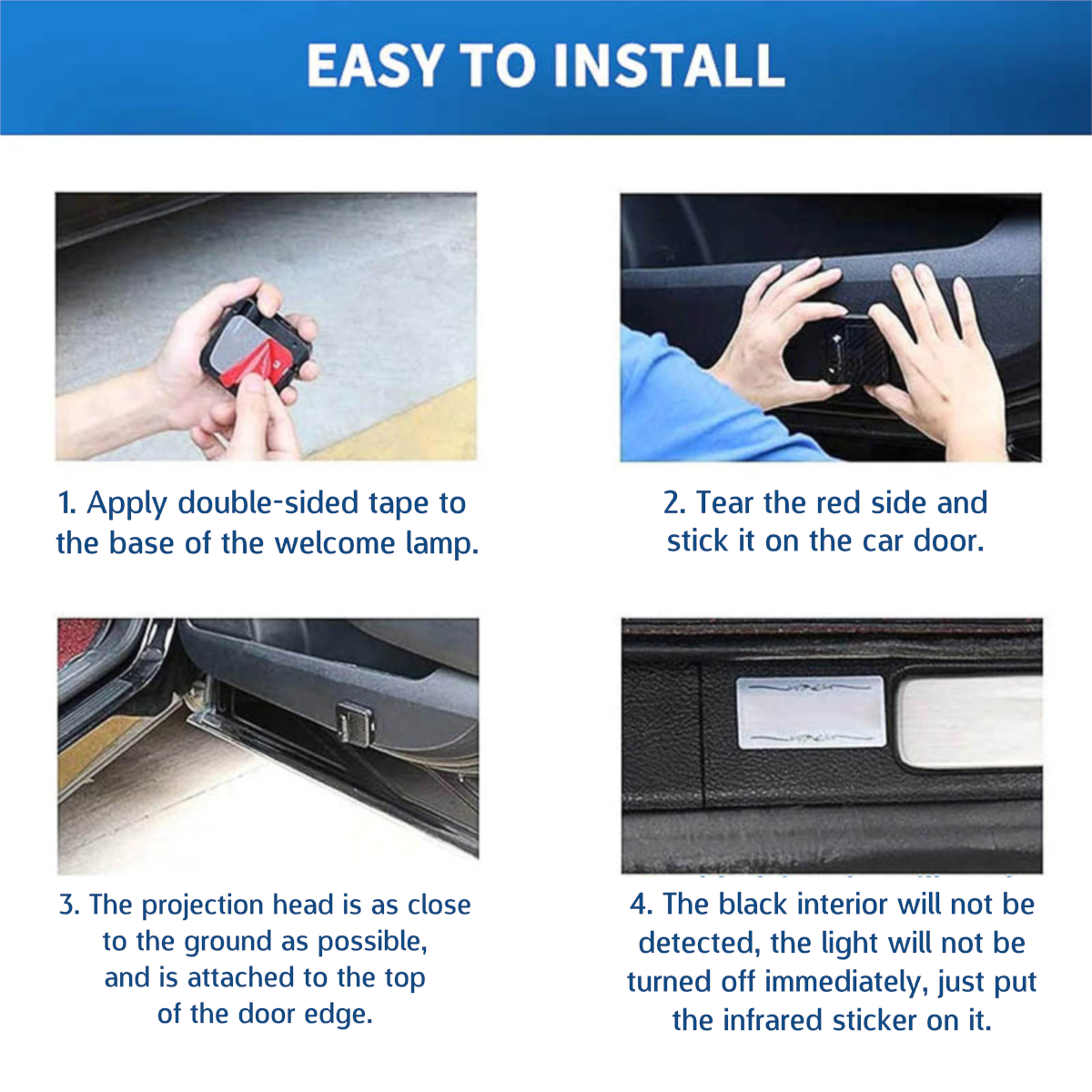 Master Mason Blue Lodge Car Door Light Projector - 2 Pieces Wireless LED Square & Compass - Bricks Masons