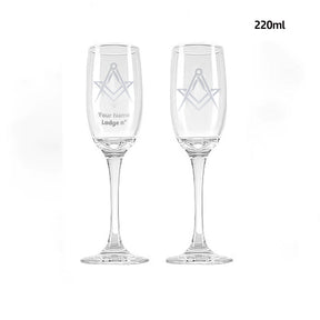 Master Mason Blue Lodge Champagne Flute - 2 Pieces Set - Bricks Masons